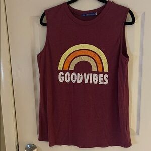 Iris Maroon 'Good Vibes' Tank Top